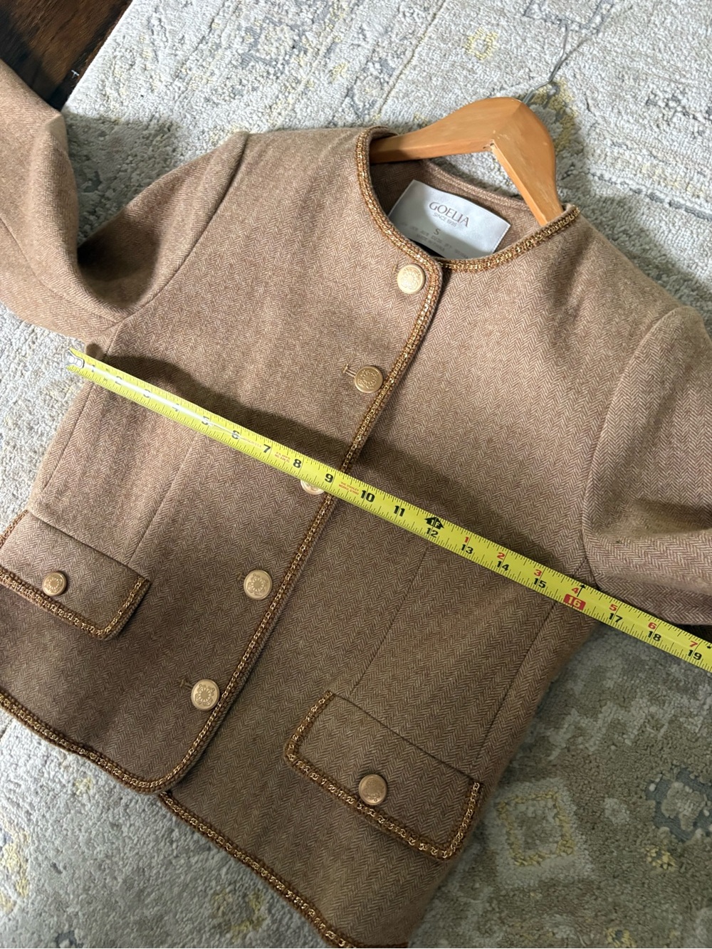 GOELIA brown washable wool blend cropped jacket - Picture 6 of 10